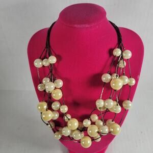 Vintage Multistrand Faux Pearl Mobwife Grannycore Feminine Classic 16" Necklace